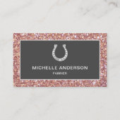 Modern Faux Roos Gouden Glitter Hoefijzer Farrier Visitekaartje (Voorkant)