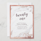 Modern faux roos gouden marmer 21ste verjaardag kaart (Voorkant)