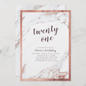 Modern faux roos gouden marmer 21ste verjaardag kaart (Voorkant / Achterkant)