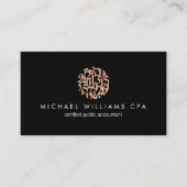 Modern Faux Roos Gouden Nummers Accountant Zwart Visitekaartje (Voorkant)