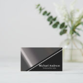 Modern Faux Silver & Black Folie kleurenblok Visitekaartje (Staand voorkant)