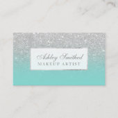 Modern faux Silver blauwgroen ombre make-up Visitekaartje (Voorkant)
