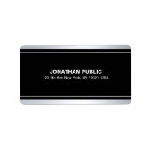 Modern Faux Silver Elegant Black Sjabloon Glamour Etiket (Voorkant)