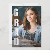 Modern Faux Silver Foil AFSTUDEERDER Foto Afstuder Kaart (Voorkant)