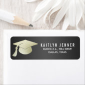 Modern Faux Silver Foil Afstuderen Pet Zwart Etiket (Insitu)