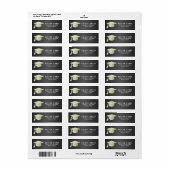 Modern Faux Silver Foil Afstuderen Pet Zwart Etiket (Full Sheet)