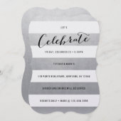 Modern Faux Silver Foil Party Invitation Kaart (Voorkant / Achterkant)