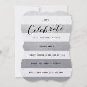 Modern Faux Silver Foil Party Invitation Kaart (Voorkant)