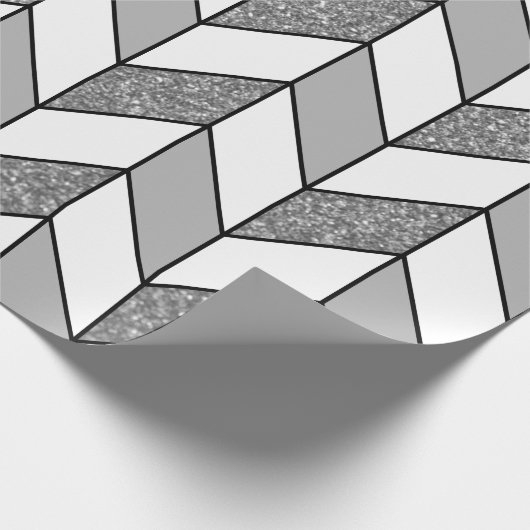 Modern Faux Silver Glitter Herringbone Chevron Cadeaupapier (Hoek)