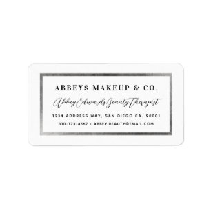 Modern Faux Silver Leaf Border Business Label