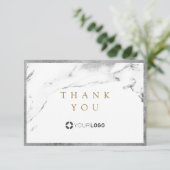 Modern faux Silver Marble luxe business bedankt (Staand voorkant)