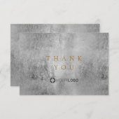 Modern faux Silver Marble luxe business bedankt (Voorkant / Achterkant)