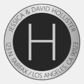 Modern Faux Silver retouradres of productetiket Ronde Sticker (Voorkant)