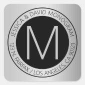 Modern Faux Silver retouradres of productetiket Vierkante Sticker (Voorkant)