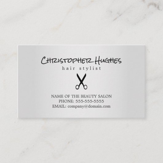 Modern Faux Silver Scissor Hair Applition Afsprakenkaartje (Voorkant)