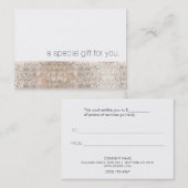 Modern Faux Silver Sequins Beauty Gift Certificate Kortingskaartje (Voorkant / Achterkant)