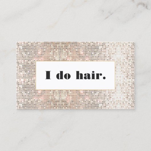 Modern Faux Silver Sequins Hair Stylist Salon Visitekaartje (Voorkant)