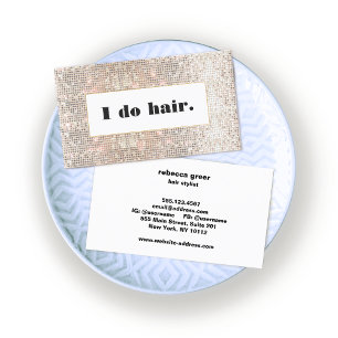 Modern Faux Silver Sequins Hair Stylist Salon Visitekaartje
