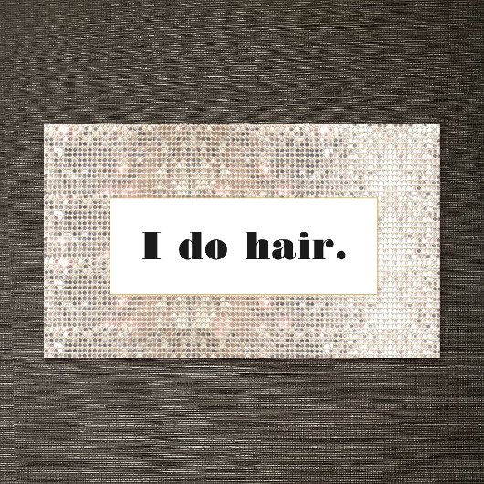 Modern Faux Silver Sequins Hair Stylist Salon Visitekaartje