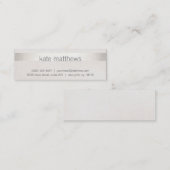 Modern Faux Silver Stripe op Linen Mini Visitekaartje (Voorkant / Achterkant)