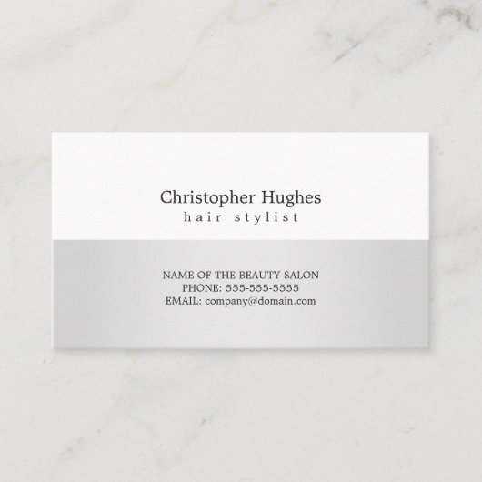 Modern Faux Silver White Hair Stylist Benoeming Afsprakenkaartje (Voorkant)