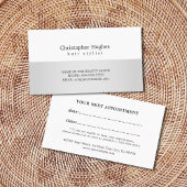 Modern Faux Silver White Hair Stylist Benoeming Afsprakenkaartje