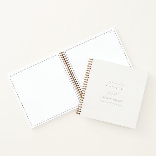 Modern Faux-Textured Ivory Elegant Guest Book Notitieboek (Binnen)