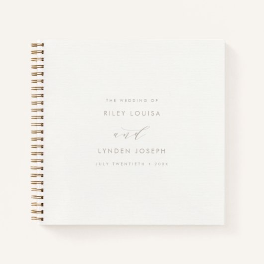 Modern Faux-Textured Ivory Elegant Guest Book Notitieboek (Voorkant)
