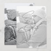 Modern Faux Vellum Black en White Photo Wedding Save The Date (Voorkant / Achterkant)