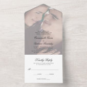 Modern Faux Vellum Elegant Photo Wedding All In One Uitnodiging (Binnen)