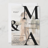 Modern Faux Vellum Monogram Foto Weddenschap Kaart (Voorkant)