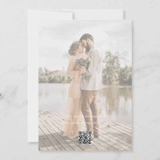 Modern Faux Vellum Monogram Foto Weddenschap Kaart (Achterkant)