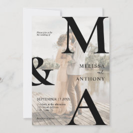 Modern Faux Vellum Monogram Foto Weddenschap Kaart