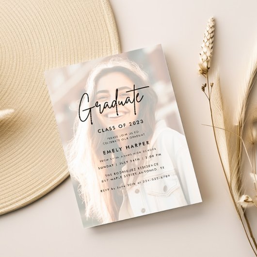 Modern Faux Vellum Overlay FotograduPartij Kaart