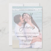 Modern Faux Vellum Photo Tropical Beach Wedding Kaart (Voorkant)