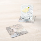 Modern Faux Vellum Photo Wedding Save the Date Kartonnen Onderzetters (Insitu)