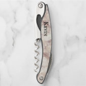 Modern Faux White en Roos Marged Personalized Kurkentrekker (Voorkant)