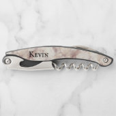 Modern Faux White en Roos Marged Personalized Kurkentrekker (Voorkant)