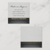 Modern faux wit leer met chique textuur vierkante visitekaartje (Voorkant / Achterkant)