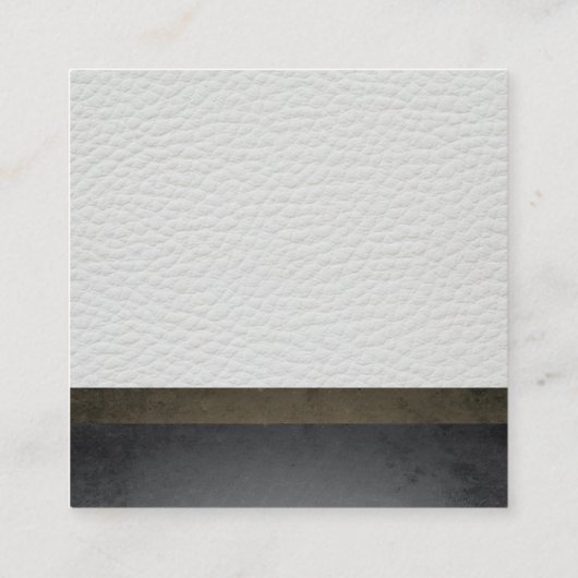 Modern faux wit leer met chique textuur vierkante visitekaartje (Achterkant)