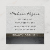 Modern faux wit leer met chique textuur vierkante visitekaartje (Voorkant)