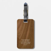Modern Faux Wood Monogram Bagagelabel (Achterkant verticaal)
