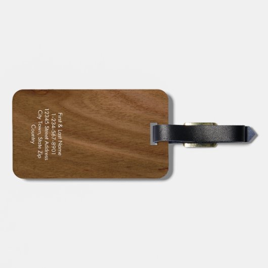 Modern Faux Wood Monogram Bagagelabel (Achterkant horizontaal)