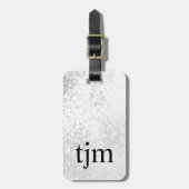Modern Faux Zilver Zwart Vet Monogram Bagagelabel (Voorkant verticaal)