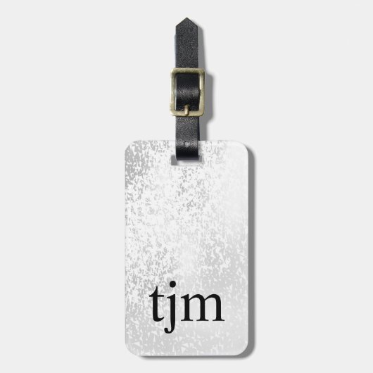 Modern Faux Zilver Zwart Vet Monogram Bagagelabel (Voorkant verticaal)