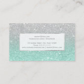 Modern faux zilveren glitter aqua ombre makeup visitekaartje (Achterkant)