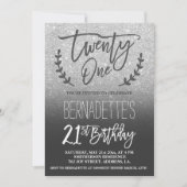 Modern faux zilveren glitter script 21st Birthday Kaart (Voorkant)
