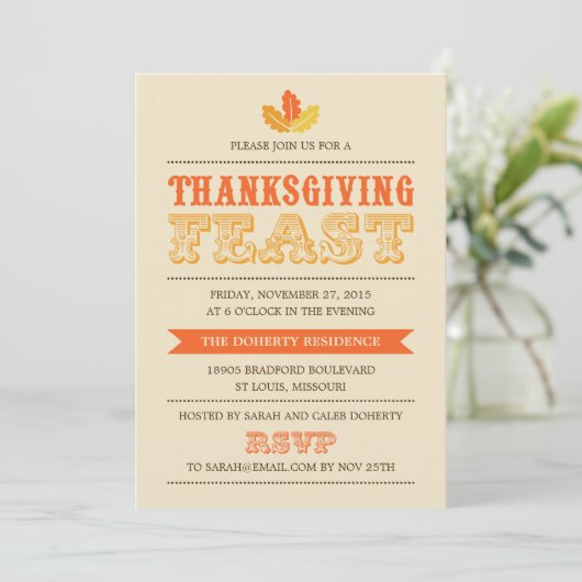 Modern Feast Thanksgiving-binnenuitnodiging Kaart (Staand voorkant)