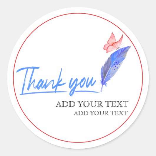 Modern Feather & Butterfly Small Business Thank Yo Ronde Sticker (Voorkant)