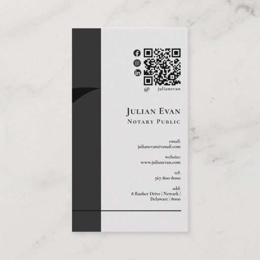 Modern Feather Pen nib Logo Zwart Notaris Openbaar Visitekaartje (Achterkant)